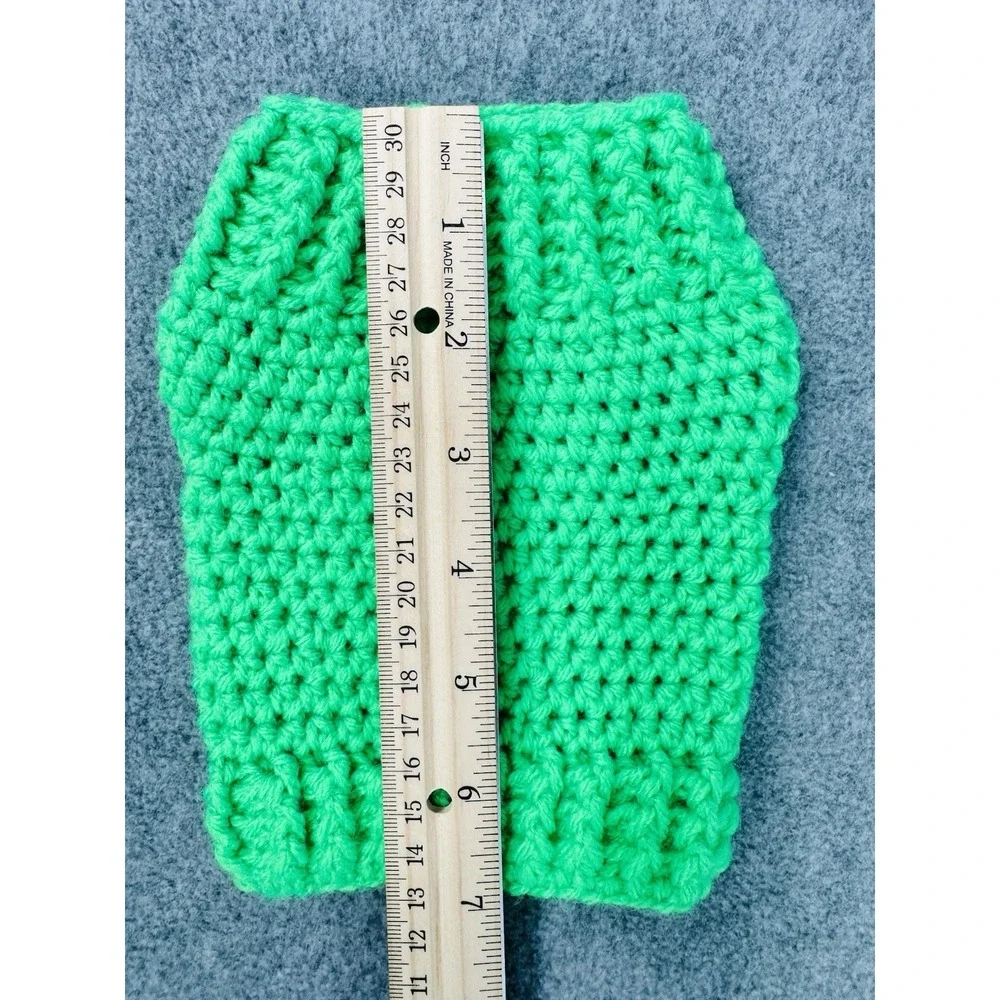 Dog‎ Sweater XS Green Small Breed Handmade Crocheted Pullover Cozy Pet